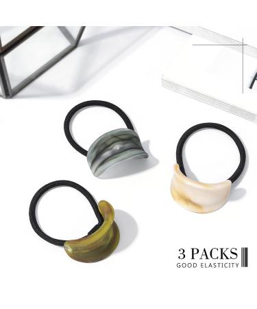 Brinie Acrylic Cuff Hair Ties Elastics Ponytail Holders Hair Bands Oval Hair Scrunchies - Pack of 3 - Buy Online on GoSupps.com
