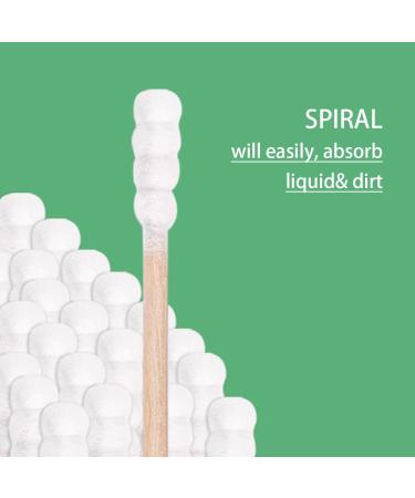 Organic Cotton Swabs with Wooden Sticks 200 Pcs Pack - Biodegradable Bamboo Spiral Head Qtips for Ears and Makeup - Buy Online on GoSupps.com