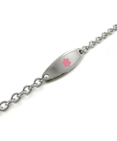 Custom Women's Sleep Apnea Medical Bracelet - Pre-Engraved Steel Mini O-Link with Wallet Card - Pink - Buy Online on GoSupps.com