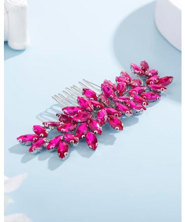 Rumtock Hot Pink Rhinestones Hair Comb for Women Girls Wedding Bridal Hair Piece Handmade Jewelry Banquet Prom (Hot Pink) - Buy Online on GoSupps.com