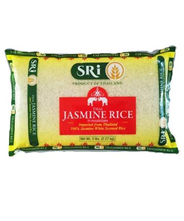 Sri Thai Jasmine Rice, 5 lbs Long Grain Naturally Fragrant Enriched Jasmine Rice, White