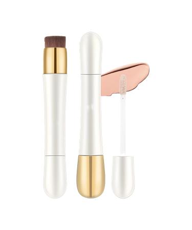 2 In 1 Foundation Anti-Wrinkle Concealer Built - In Brush Concealer Foundation Stick with Long Lasting Waterproof Foundation Concealer Double Head Matte Concealer Liquid (Natural Color)