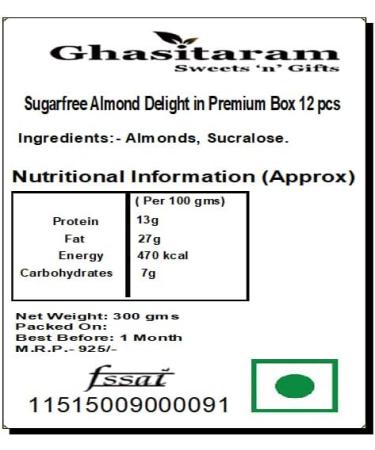 Ghasitaram Gifts Jaiccha Rakhi for Brother Sugarfree Almond Delight in Premium Box 12 pcs with 2 Rudraksh rakhis - Buy Online on GoSupps.com