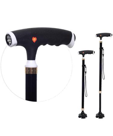 Adjustable Crutches Canes Aluminum Alloy Walking Stick Adjustable Multifunction Lightweight Non-Slip Elderly Crutch with Flashlight Handmade Smooth Sailing
