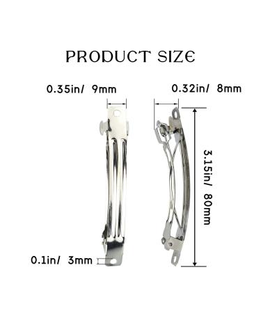 LEEFONE 80mm Iron French Barrette Hair Clips - 50 PCS, Silver Tone | DIY Hair Clip Craft Bows - Buy Online on GoSupps.com