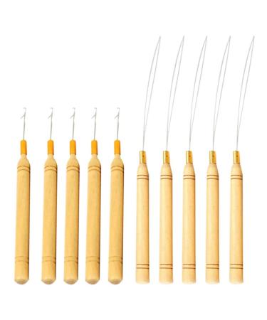 Minkissy 10-Piece Hair Extension Hook Pull Needle Set for Dreadlocks & Wigs - Wooden Handle for Micro DOLL Hairstyles - International Shipping Available - Buy Online on GoSupps.com