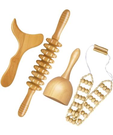 Healvian 8-Piece Wooden Massage Tool Set | Fascia Roller & Scraping Board for Full Body Relief - Buy Online on GoSupps.com