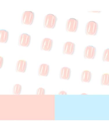 24Pcs Colorful French Press-on Square False Nails with Glue - Short Fake Nail Tips for Women and Girls | Nail Art Acrylic Stick-on Design - Buy Online on GoSupps.com