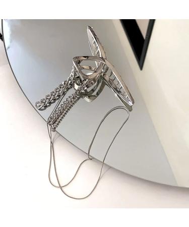 Jumwrit Geometric Silver Tassel Hair Claw Clips - Non-slip Hair Accessories for Styling Thin or Thick Hair | Fashion Hair Clamps for Women & Girls - Buy Online on GoSupps.com