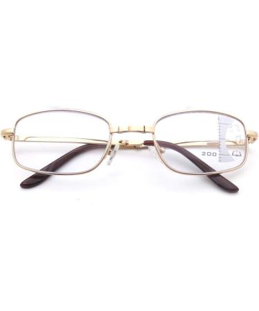Buy Anti Blue Light Multifocal Progressive Folding Reading Glasses - 2 Pairs for Men & Women - Gold Metal - 3.0x - Buy Online on GoSupps.com