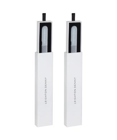LEIGHTON DENNY Set of 2 Large Crystal Nail Files (195mm) with Cases Grey White 195mm