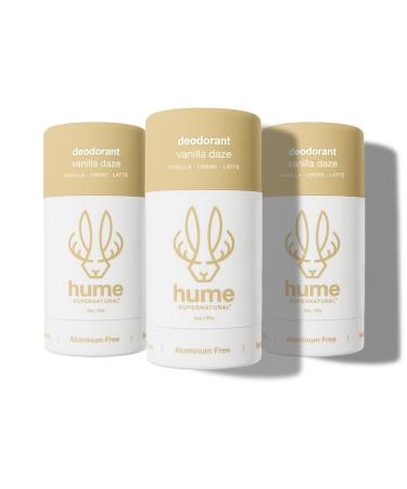 Hume Supernatural Aluminum Free Deodorant for Women & Men - Safe for Sensitive Skin - Probiotic Plant-Based Baking Soda Free Aloe & Cactus Flower Anti Sweat Stain & Odor - Vanilla Daze 3-Pack Vanilla Daze 3-Pack
