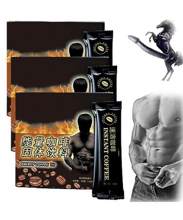 BIUBIULOVE Energy Coffee for Men - Black Maca Energy Coffee for Men, Instant Maca Coffee for Men, Instant Energy Enhancement Coffee (3 Boxes/30 Bags)