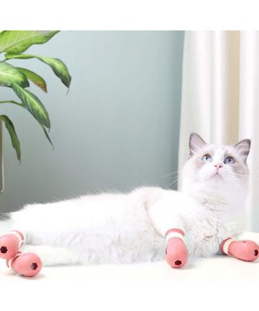 AAED Anti-Scratch Cat Boots - 4 Adjustable Pink Paw Covers for Pet Care Swimming & Grooming - Buy Online on GoSupps.com