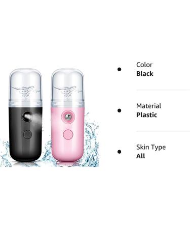 Nano Facial Mister Set | Portable 30ml Face Humidifier | USB Rechargeable Sprayer for Hydrating Skin | Daily Makeup Essential | Black and Pink - Buy Online on GoSupps.com