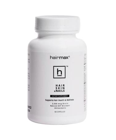 HairMax Hair Supplement  Biotin Supplement That Promotes Hair  Skin and Nail Health  Contains 2500mcg Biotin  Niacin  Folic Acid  Hyaluronic Acid  DHT Blockers  MSM & Antioxidants. 60 Count (Pack of 1)