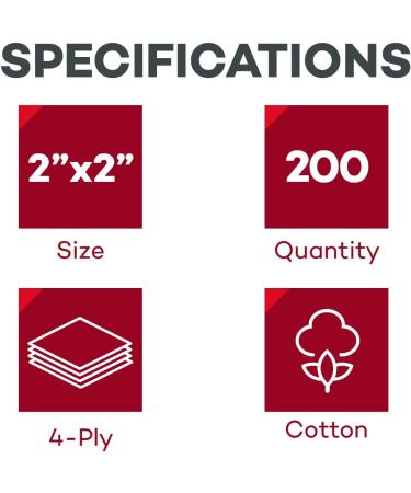 Dealmed Non-Sterile Post-Op Gauze Sponges 200 Count 4-Ply 2x2 Pads - Non-Woven Wound Care Sponges for First Aid Kit/Medical Facilities - Buy Online on GoSupps.com