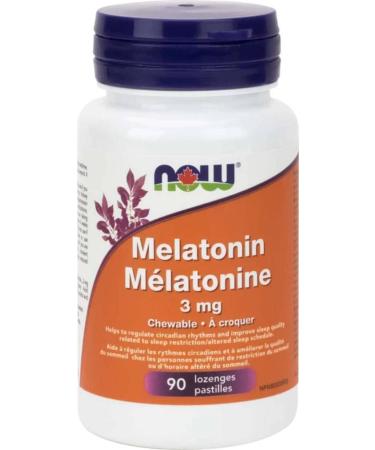 NOW Supplements Melatonin 3mg Peppermint Chewable Lozenges 90 Count