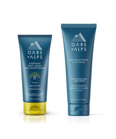 Oars + Alps SPF 37 Sunscreen + Everyday Anti Aging Face Moisturizer Set Skincare Infused with Hyaluronic Acid Vitamin E and Vitamin B5 TSA Friendly Vegan & Gluten Free 2 Piece Bundle
