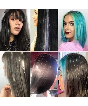 Sparkling 48 Inch Silver Hair Tinsel Extensions Kit - 600 Strands with Tools for Women & Girls - Heat Resistant Glitter Tinsel - Buy Online on GoSupps.com