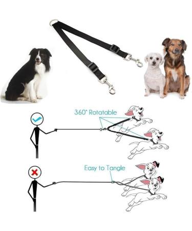 Double Dog Lead No Tangle Adjustable Double Pet Trainer Lead Dog Distributor Lead Perfect Leads for Walking 2 Dogs Black - Buy Online on GoSupps.com