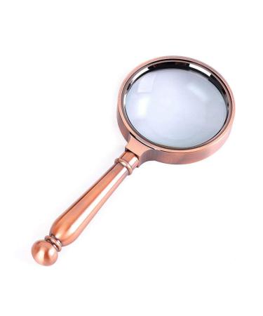Reading Magnifier Optical Lens 8X Hd Rectangular Newspaper Old Man Portable Metal Handle White Glass Hand-held Magnifier Bronze 80 * 185mm Good Times