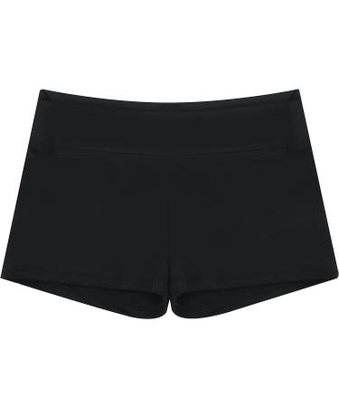 Dancina Girls Gymnastics Shorts - Classic & Metallic Ice Dance Wear | Size 12, Solid Black - Buy Online on GoSupps.com