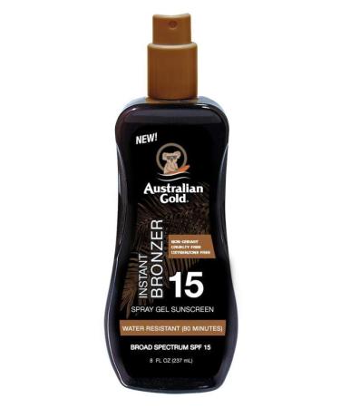 Australian Gold SPF 15 Spray Gel with Instant Bronzer 8 oz (235ml) - 6 Pack - Buy Online on GoSupps.com