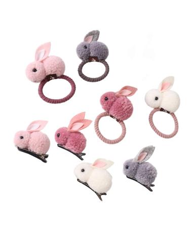 Lurrose 8-Piece Rabbit Hair Tie & Hairpins Set | Elastic Ponytail Holders & Easter Hair Jewelry for Babies Random Colors - Buy Online on GoSupps.com