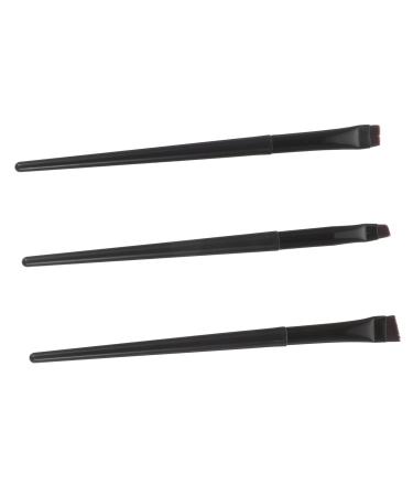 BIUDECO 3pcs Eyeliner Brush Eyebrow Brush Thin Makeup Brush Eye Lash Brush Female Artificial Fiber Black