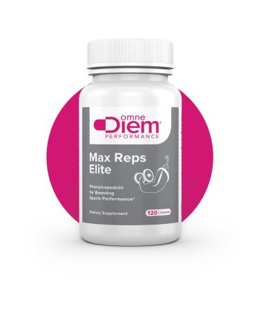 Omne Diem Max Reps Elite Capsules - Phenylcapsaicin Sports Performance Dietary Supplement - Supports Maximum Workout and Recovery & Reduces Fatigue - for Men & Women - 120 ct