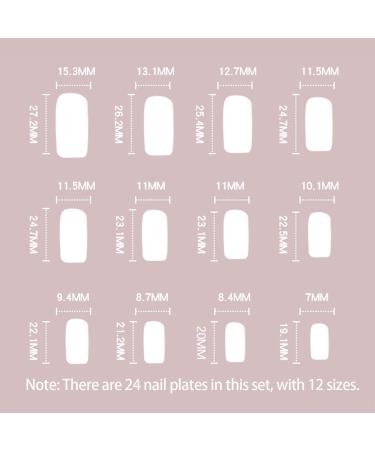 24pcs French False Nails Short - Gradual Change Square Press on Nails - Dark Pink Gradient Design - Full Cover Acrylic False Nails With Glue - French Fake Nails for Women Girls - Buy Online on GoSupps.com