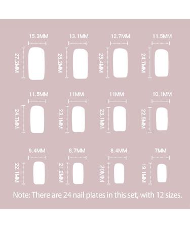 24pcs Almond Square Press on Nails - Full Cover Acrylic False Nails with Glue - Golden Love Style for Women and Girls - Buy Online on GoSupps.com
