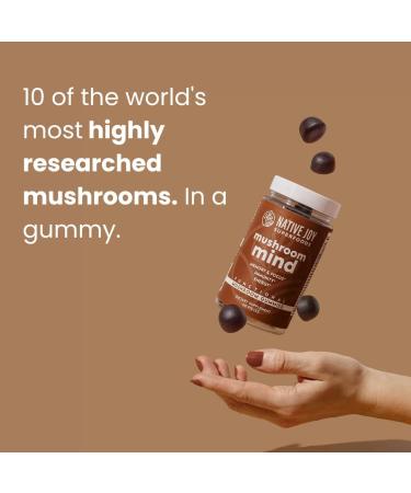 Native Joy Mushroom Mind Gummies - Immune System & Brain Boost - Lions Mane, Cordyceps, Reishi - Natural Energy & Focus - 60 Count - Buy Online on GoSupps.com
