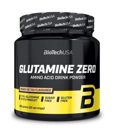 BioTechUSA Glutamine Zero | 11g L-Glutamine | Post-Workout Powder Formula | Sugar Free | 300g | Peach Iced Tea
