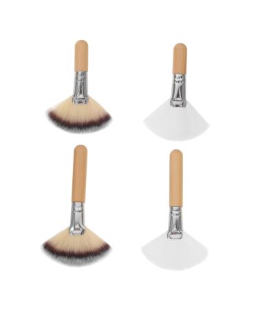 FRCOLOR 20 Pcs Loose Powder Brush Makeup Brush Make up Brushes Blending Brush Fan Makeup Brush for Highlighter White Hairdressing Gown Soft Fan Brushes Brochas Miss Nylon Sticker Soft Fur