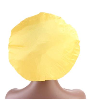 Elastic Wide Band Yellow Sleep Cap for Women | Hair Bonnet Hat for Night Sleeping - Buy Online on GoSupps.com