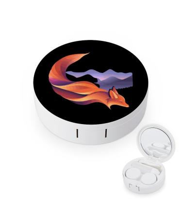 Red Fox Contact Lens Case with Mirror Portable Cute Eye Contact Lens Box Travel Kit