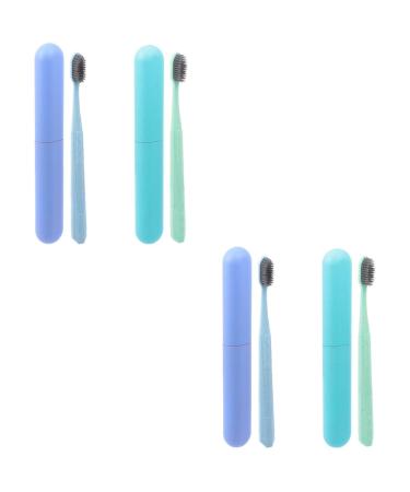Gatuida 4 pieces toothbrush set ultra-like toothbrushes for adult toothbrush for adult toothbrush made of wood hand travel toothbrush lovers toothbrush box naturally pp-raw material