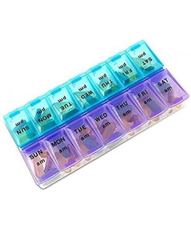 14 Compartment Pill Organizer Box - 7-Day AM/PM Medicine Reminder with Snap Lids for Pills & Vitamins | Inspirations - Buy Online on GoSupps.com