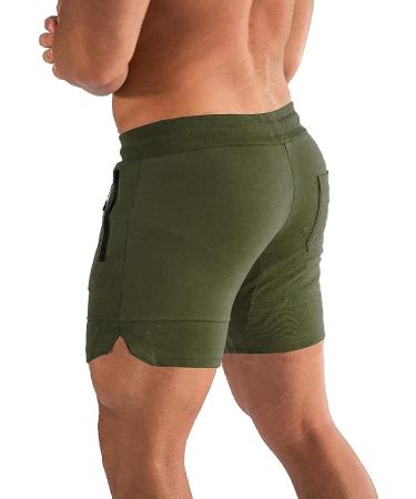 PIDOGYM Men's 5 Gym Workout Shorts - Black+Army Green Large | Zipper Pockets, Fitted Jogging Short Pants for Bodybuilding, Running & Training - Buy Online on GoSupps.com