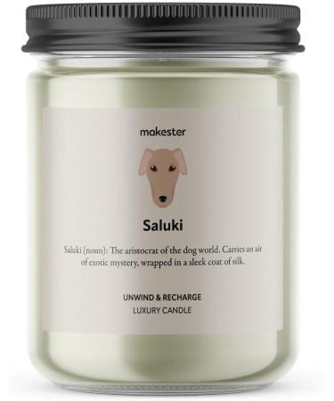 Saluki Candle - 220g Soy Wax with Madagascan Vanilla Jasmine & Sugared Almond - Unique Gift for Saluki Lovers | Makester Dog Candles - Buy Online on GoSupps.com