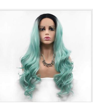 BGHJUE Wig Accessories Synthetic Hair Wig Natural Bangs Pixie Cut With Highlights For Women Fluffy Green Long Roll