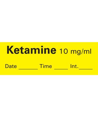 PDC Healthcare AN-60D10 Anesthesia Tape with Date Time and Initial Removable Ketamine 10 mg/mL 1 Core 1/2 x 500 Imprints Yellow 333