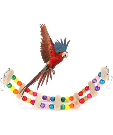 Pet Parrot Suspension Bridge Wooden Bird Cage Ladder Bridge Climbing Swing Toy for Cockatiel Parakeet Bird Perch Stand Pet Bird Cage Accessories for Rats Hamster Squirrel (6x48cm) - Buy Online on GoSupps.com