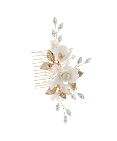 OFFSCH Bridal Comb Pearl Hair Decor for Wedding Hair Combs Macrame Decor Girls Hair Accessories Vintage Wedding Decor Bride Headdress Ceramics Bridesmaid New Chinese Style Ceramic Flower