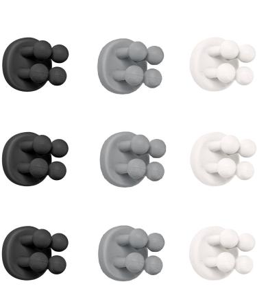 Tecbull Funny Hooks toothbrush holder razor holder shower razor bracket without drilling toothbrush bracket Self -adhesive clamping holder for toothbrushes (9x black /gray /white + 9x replacement pad) 3x black + 3x gray + 3x white