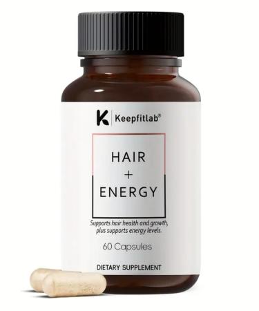 Keepfitlab Hair + Energy Supplement 60 Capsules Hair Growth Blend with Collagen Biotin Minerals 500mg