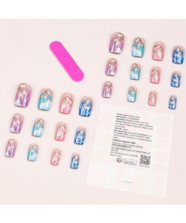 Voragrl 1Set Colourful French Gradient Nails Gradual Change Rhinestones Nails Multicolor - Buy Online on GoSupps.com