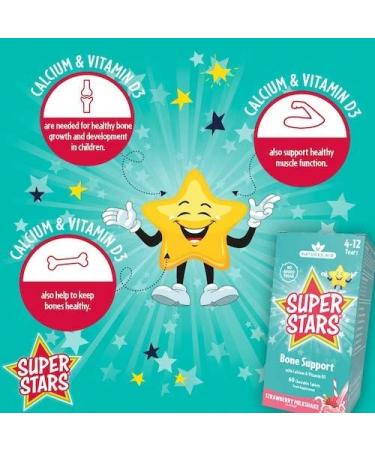 Natures Aid Super Stars Bone Support 4-12 Years 60 Chewable Tablets - Buy Online on GoSupps.com
